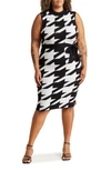 By Design Talia Houndstooth Bodycon Dress In Black Combo