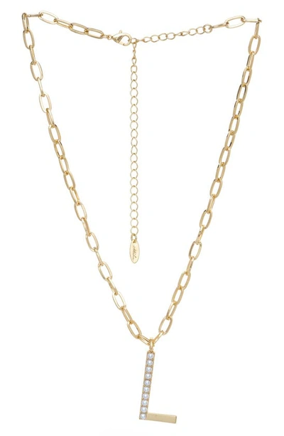 Ettika Imitation Pearl Initial Pendant Necklace In Gold- L