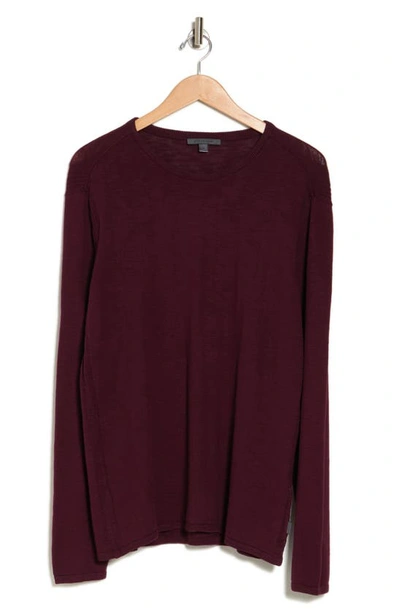 John Varvatos Cotton Slub Pullover Sweater In Dark Plum