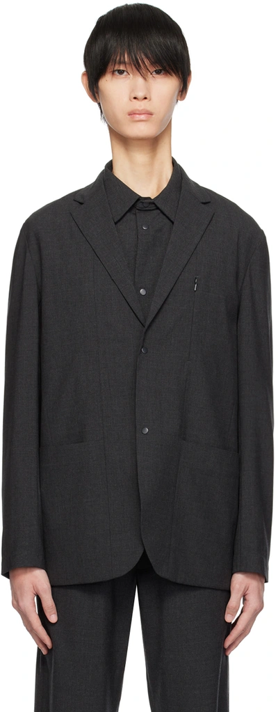 Norse Projects Gray Emil Blazer In Charcoal Melange