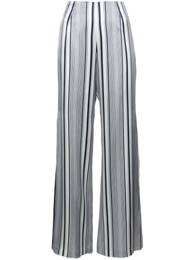 Jonathan Simkhai Striped Silk-satin Wide-leg Pants In White