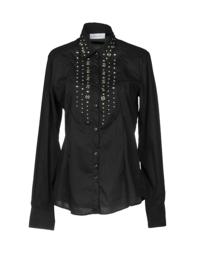 Aglini Solid Color Shirts & Blouses In Black