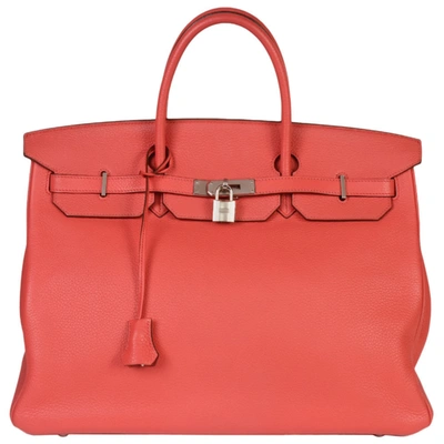 Hermes Hermès Birkin 40 Red Leather Handbag ()