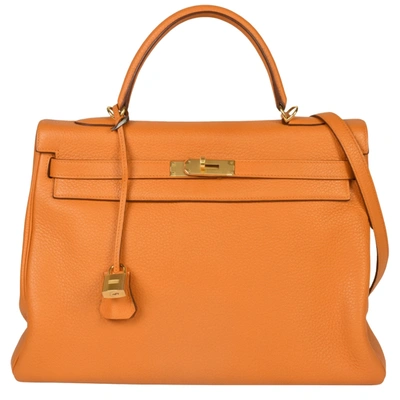 Hermes Hermès Kelly 35 Orange Leather Handbag ()