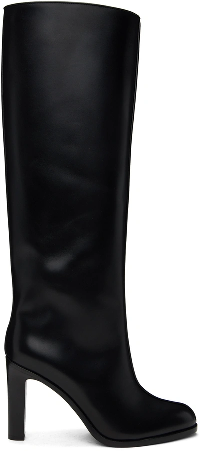 The Row Wide Shaft Leather Boots In Black