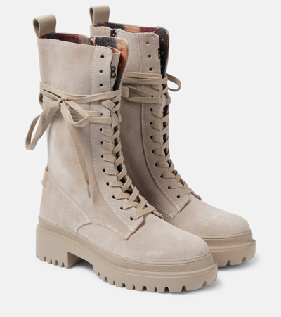 Bogner Chesa Alpina Lace-up Suede Boots In Ivory