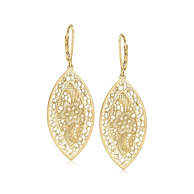 Ross-simons Italian 18kt Yellow Gold Filigree Drop Earrings