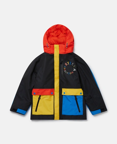 Stella Mccartney Kids' Colourblock Hooded Ski Jacket In Multicolour