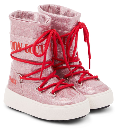 Moon Boot Kids' Icon Glitter Boots In Rosa