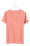 Madewell Whisper Cotton V-neck T-shirt In Misty Rose