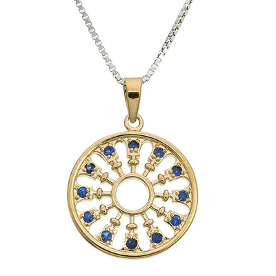Vir Jewels 1/4 Cttw Pendant Necklace, Blue Sapphire Filigree Circle Pendant Necklace For Women In .925 Sterling