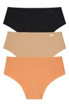 Dkny Litewear Cut Anywhere Assorted 3-pack Hipster Briefs In Black/ Glow Guava