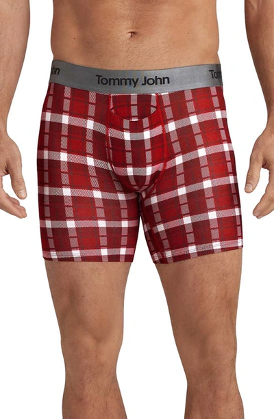 Tommy John Second Skin 6-inch Boxer Briefs In Emboldened Red Fireplace Plaid