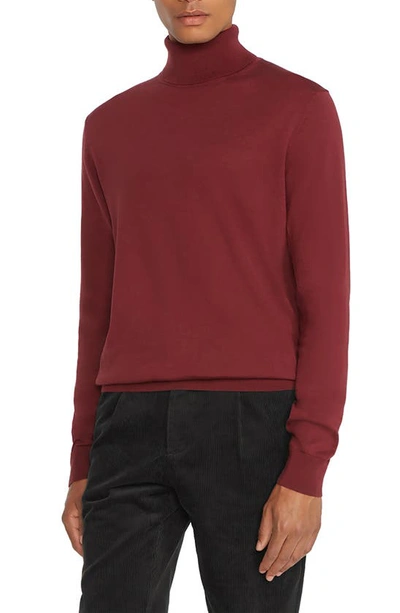 Jack Victor Wool, Silk & Cashmere Turtleneck Sweater In Burgundy