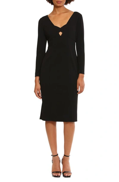 Donna Morgan For Maggy Keyhole Long Sleeve Sheath Dress In Black