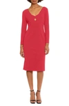 Donna Morgan For Maggy Keyhole Long Sleeve Sheath Dress In Barbados Cherry