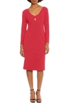 Donna Morgan Keyhole Long Sleeve Sheath Dress In Barbados Cherry
