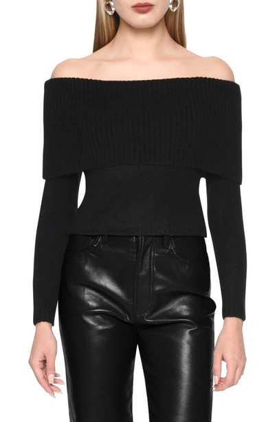 Wayf Georgie Off The Shoulder Sweater In Black