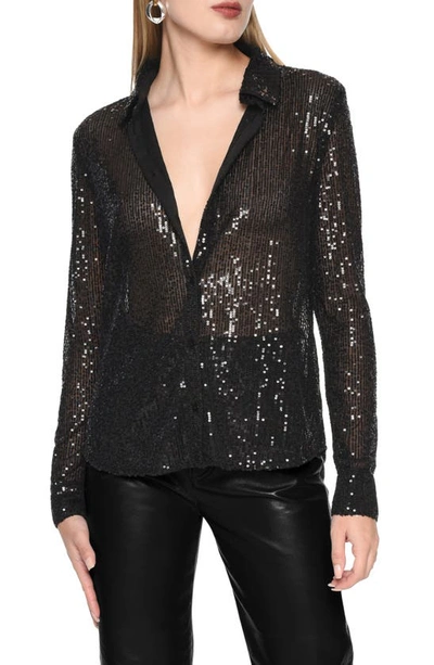 Wayf Sequin Shirt In Black