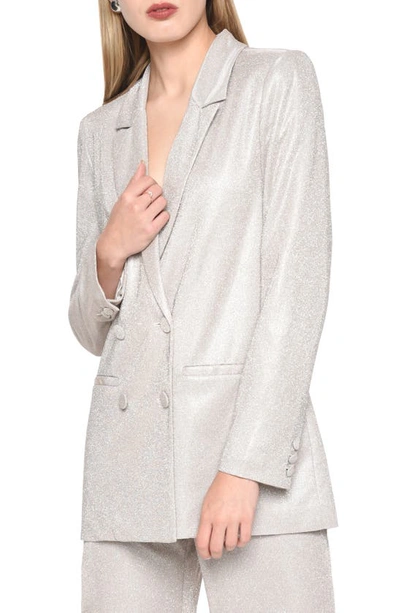 Wayf Dream Metallic Double Breasted Blazer In Silver