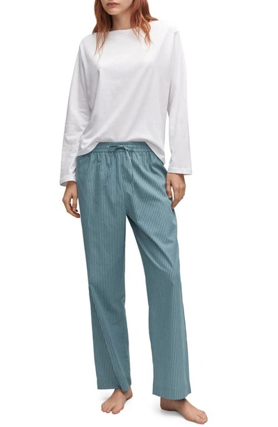 Mango Stripe Cotton Pajamas In Indigo Blue