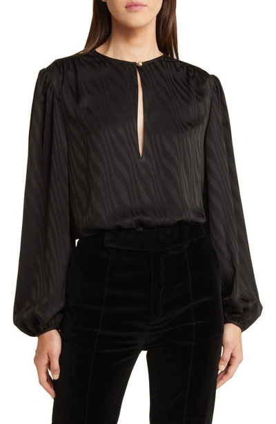 Frame Print Keyhole Blouse In Black