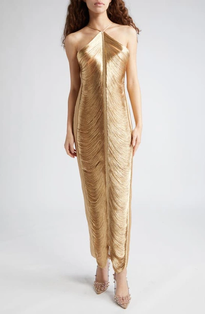 Cult Gaia Reneta Fringe Gown In Gold | ModeSens