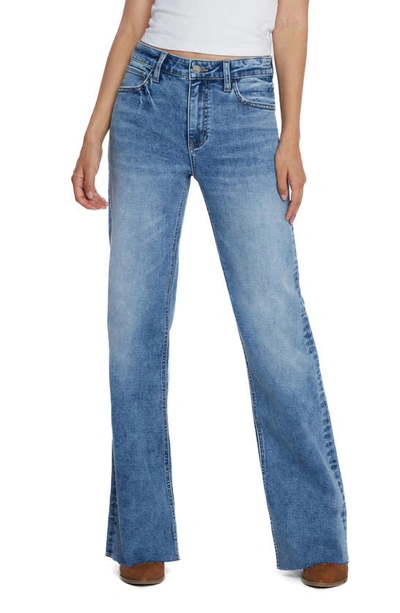 Wash Lab Denim Olivia Raw Hem High Waist Flare Jeans In Sea Blue