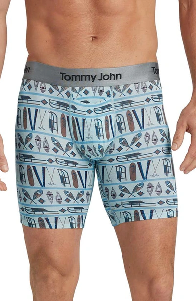 Tommy John Second Skin 8-inch Boxer Briefs In Ice Blue Winter On The Hill