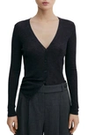 Mango Wool Cardigan In Charcoal