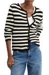 Mango Stripe Cardigan In Off White