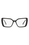 Prada 53mm Square Optical Glasses In Black Marble