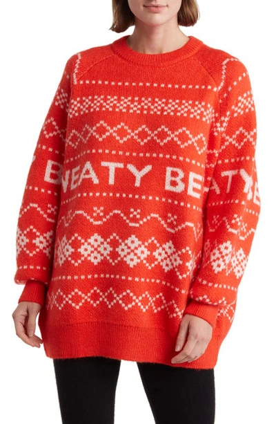 Sweaty Betty Fair Isle Jumper In Firebird Orange Fairisle