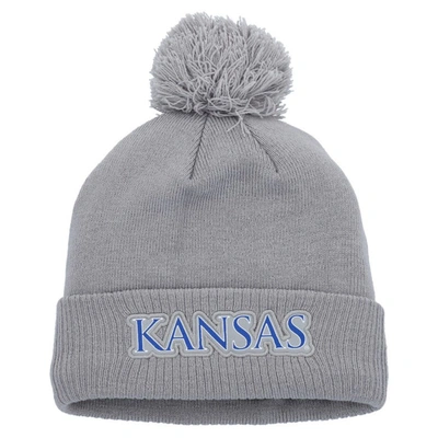 Adidas Originals Adidas Gray Kansas Jayhawks 2023 Sideline Cold.rdy Cuffed Knit Hat With Pom