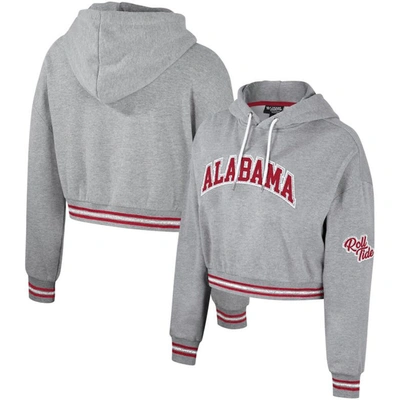 The Wild Collective Heather Gray Alabama Crimson Tide Cropped Shimmer Pullover Hoodie