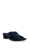 Anne Klein Timmy Slide Sandal In Navy Microsuede