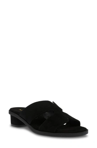 Anne Klein Timmy Slide Sandal In Black Microsuede