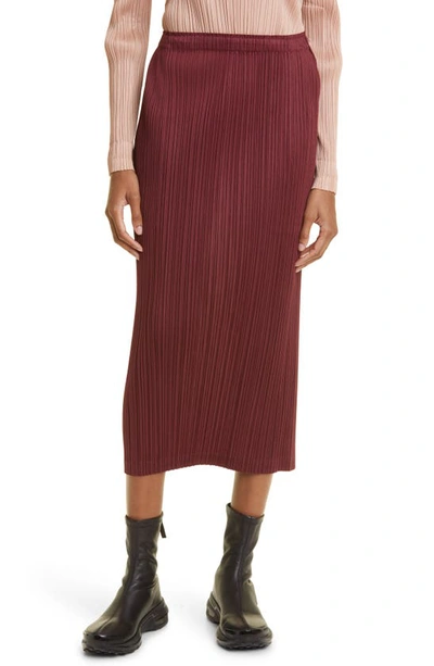 Issey Miyake Monthly Colors October Pleated Midi Skirt In Brown