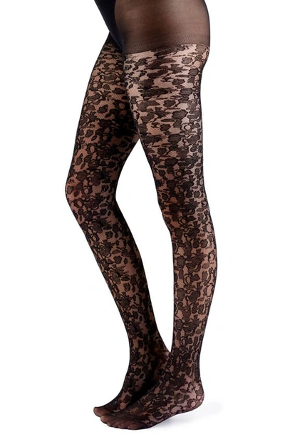 Pretty Polly Floral Tights In Black