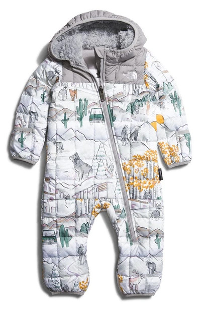 The North Face Babies' Thermoball™ Hooded One-piece Snowsuit In Tnf White Like A Wolf Print