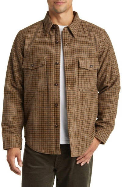 Buck Mason Check Wool Blend Twill Jacket In Khaki / Olive