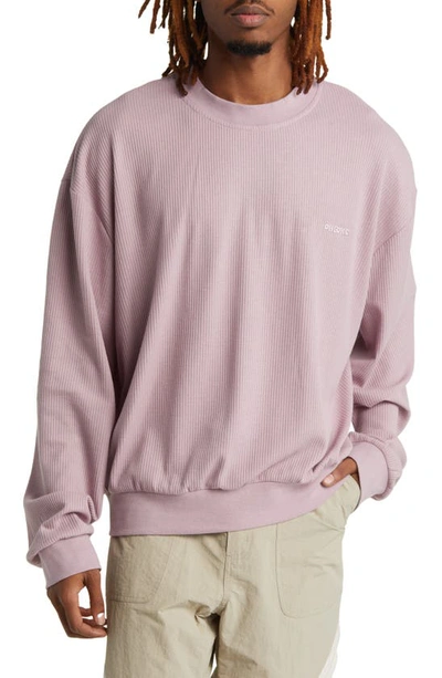 Checks Boxy Waffle Knit Crewneck Sweatshirt In Lavender