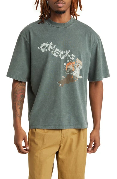 Checks Campfire Graphic T-shirt In Deep Olive
