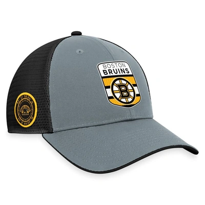 Fanatics Branded  Gray/black Boston Bruins Authentic Pro Home Ice Trucker Adjustable Hat In Gray,black