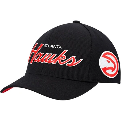 Mitchell & Ness Men's  Black Atlanta Hawks Mvp Team Script 2.0 Stretch Snapback Hat