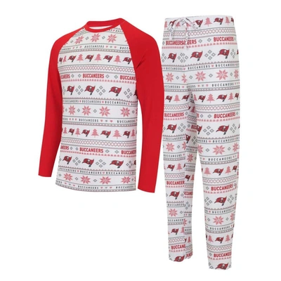 Concepts Sport White/red Tampa Bay Buccaneers Tinsel Raglan Long Sleeve T-shirt & Pants Sleep Set