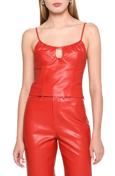Wayf Giselle Faux Leather Crop Camisole In Red