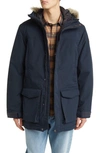 Fjall Raven Nuuk Lite Waterproof Parka With Faux Fur Trim In Dark Navy