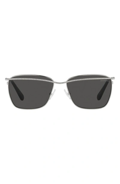 Swarovski 58mm Rectangular Sunglasses In Silver