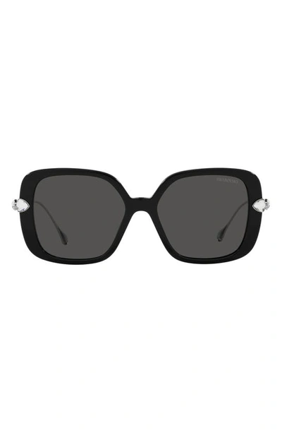 Swarovski 55mm Pillow Sunglasses In Black